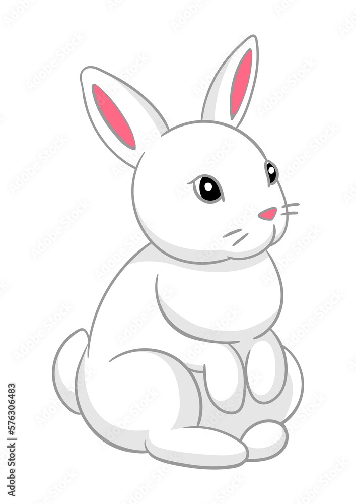 Cute Easter Bunny illustration. Cartoon rabbit character for traditional celebration.