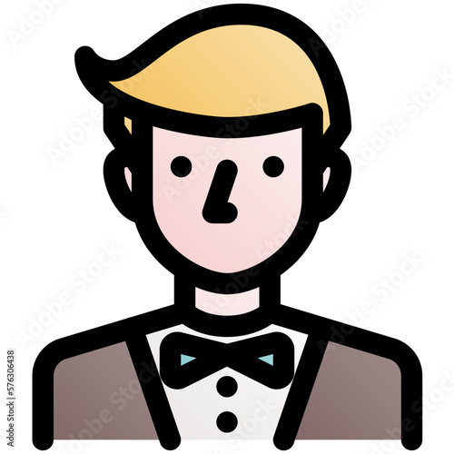 groom black outline filled color icon