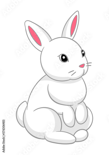 Cute Easter Bunny illustration. Cartoon rabbit character for traditional celebration.