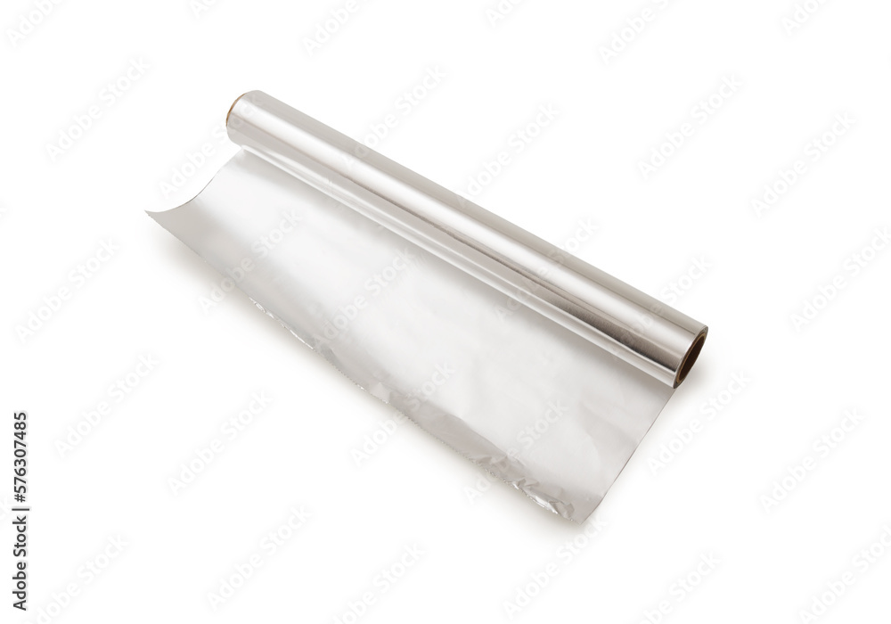 aluminum foil roll for food. isolated white background aluminum foil roll for food. isolated white background