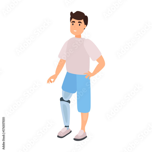 Man with leg prosthesis flat icon. Colored vector element from disabled collection. Creative Man with leg prosthesis icon for web design, templates and infographics.