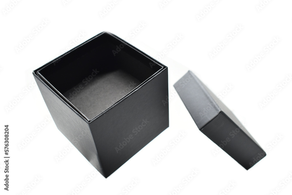 Fototapeta premium black paper box on white background, packaging industry