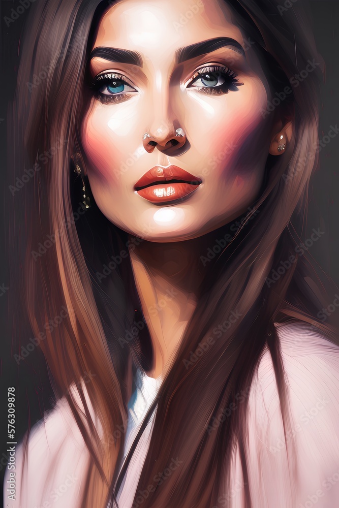 Portrait of a realistic woman. The portrait is totally fictitious. Portrait of a realistic woman. The portrait is totally fictitious.