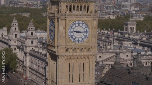Aerial drone telephoto close up shot of Big Ben