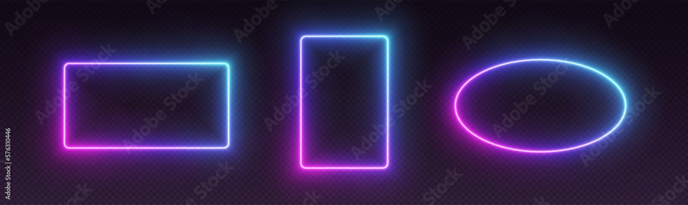Neon gradient frames, glowing borders set, colorful futuristic UI ...