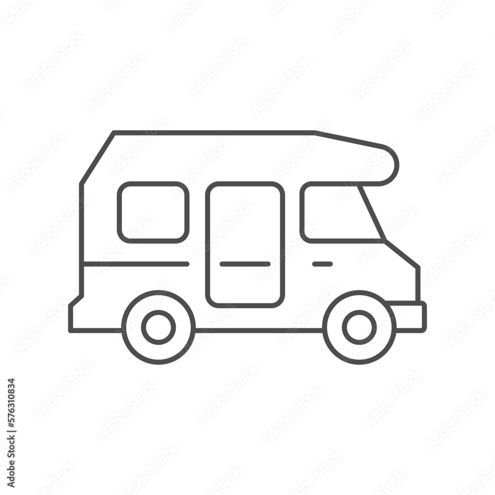 Camper van line outline icon