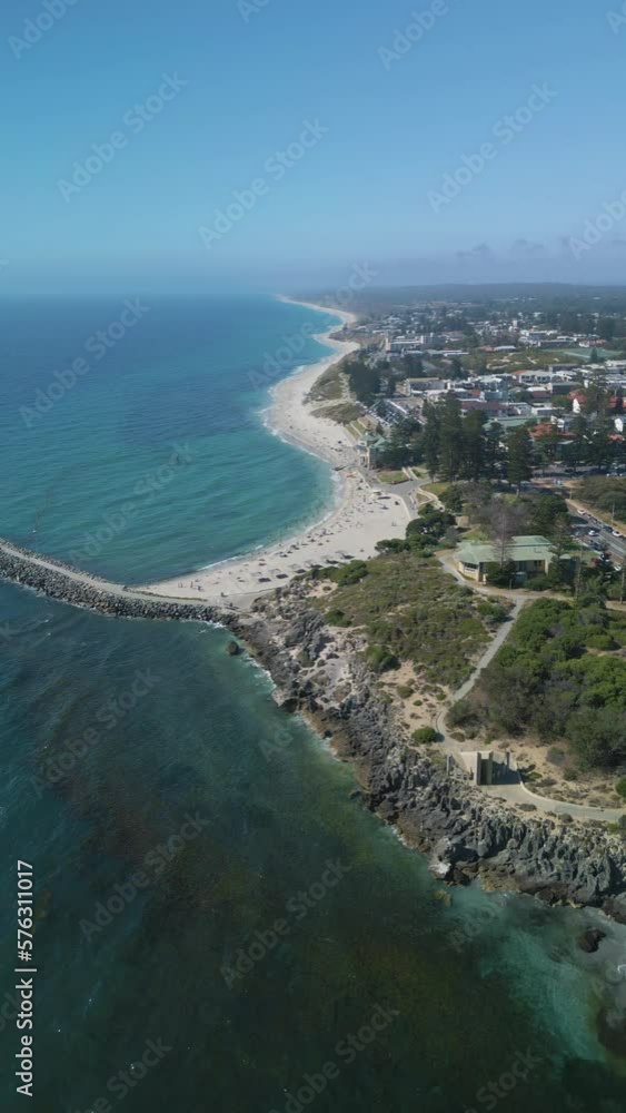 Aerial vertical video of Cottesloe Beach in Perth, Western Australia Aerial vertical video of Cottesloe Beach in Perth, Western Australia