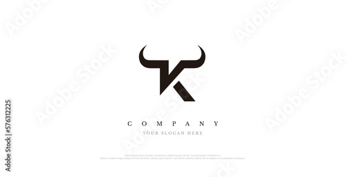 Initial K Bull Logo Design Vector 