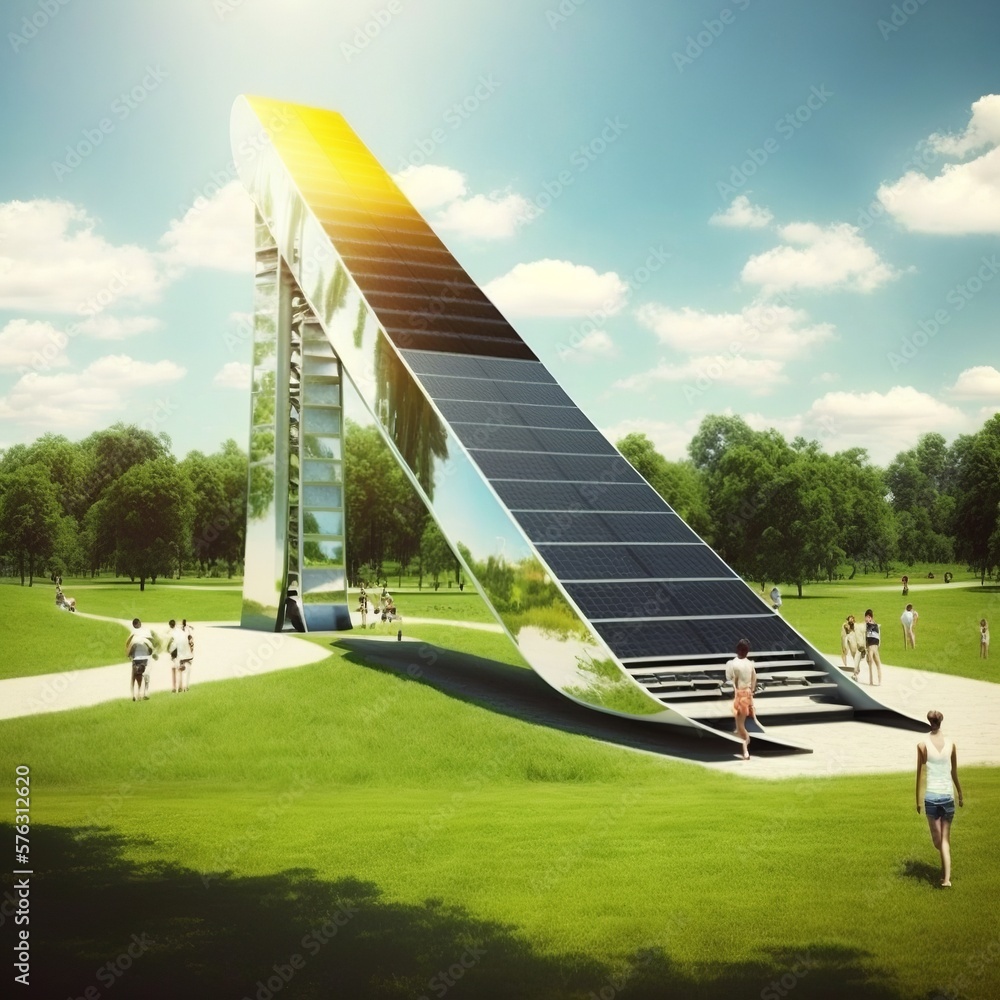 slide park with giant solar panels slide made of solar cells playground ...