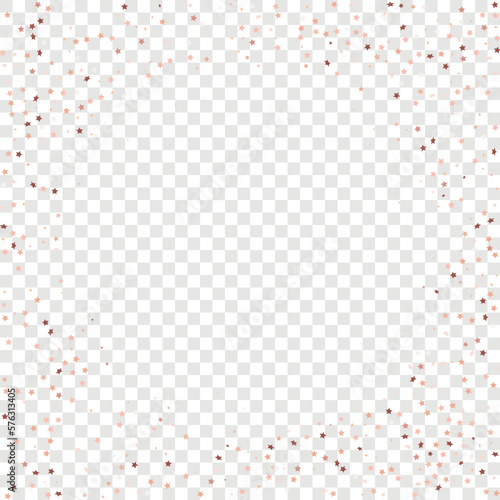 Star Sequin Confetti on Transparent Background. Isolated Flat Birthday Card. Golden Stars Banner. Vector Gold Glitter. Falling Particles on Floor. Voucher Gift Card Template. Christmas Party Frame.
