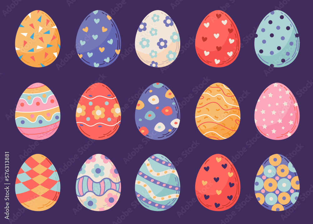 Vector set of Easter eggs with different decorative ornament. Spring holiday. Happy easter. Vector set of Easter eggs with different decorative ornament. Spring holiday. Happy easter.