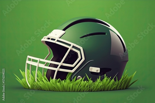 Vector of American football helmet on the grass. Generative AI