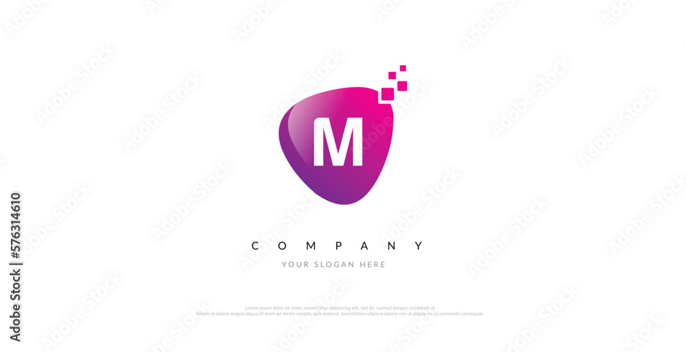 Initial M Logo Design With Digital Symbol Initial M Logo Design With Digital Symbol