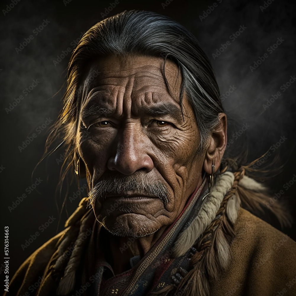 portrait Native American or American Indian Indigenous peoples of the Americas,  Created using generative AI tools.