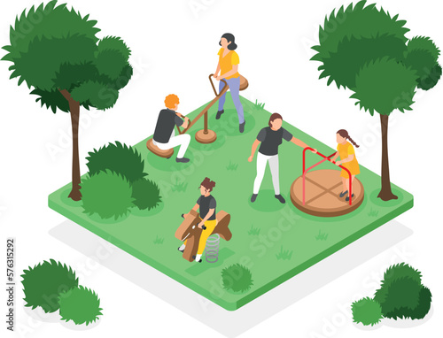 People On Swings Composition