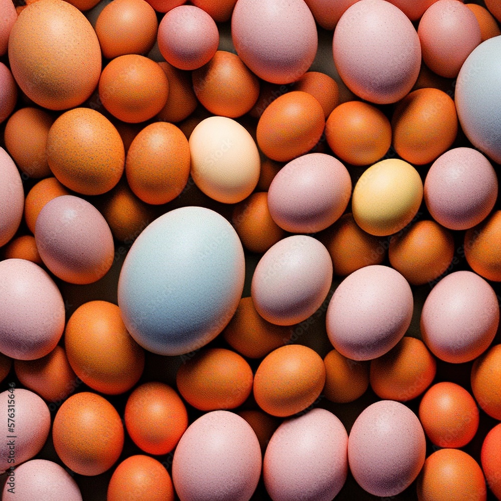 colorful noisy Easter eggs lie in a box