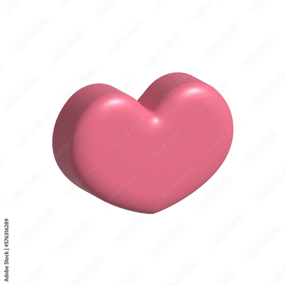 Pink heart  in 3d