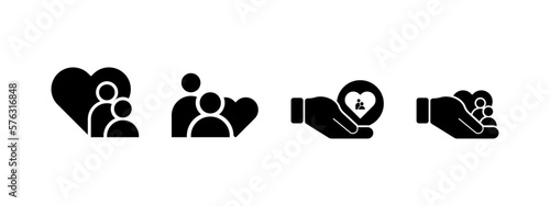 foster care icon vector illustration. Charity icon in black style concept - stock vector.	
