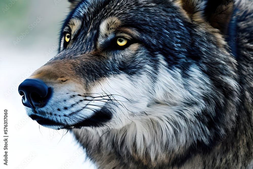 Wolf portrait close up. Generative Ai