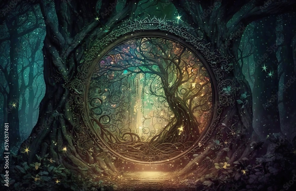 Obraz premium Shimmering Dreams Awaken in a Magickal Grove Generative AI