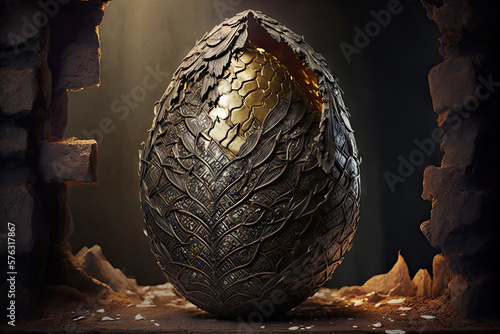 The Majestic Mantle of an Ancient Lair     Dragon Egg . Generative AI