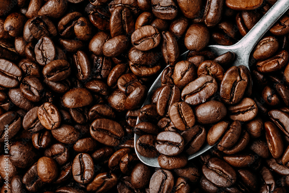 Fototapeta premium Coffee beans. Roasted coffee beans background