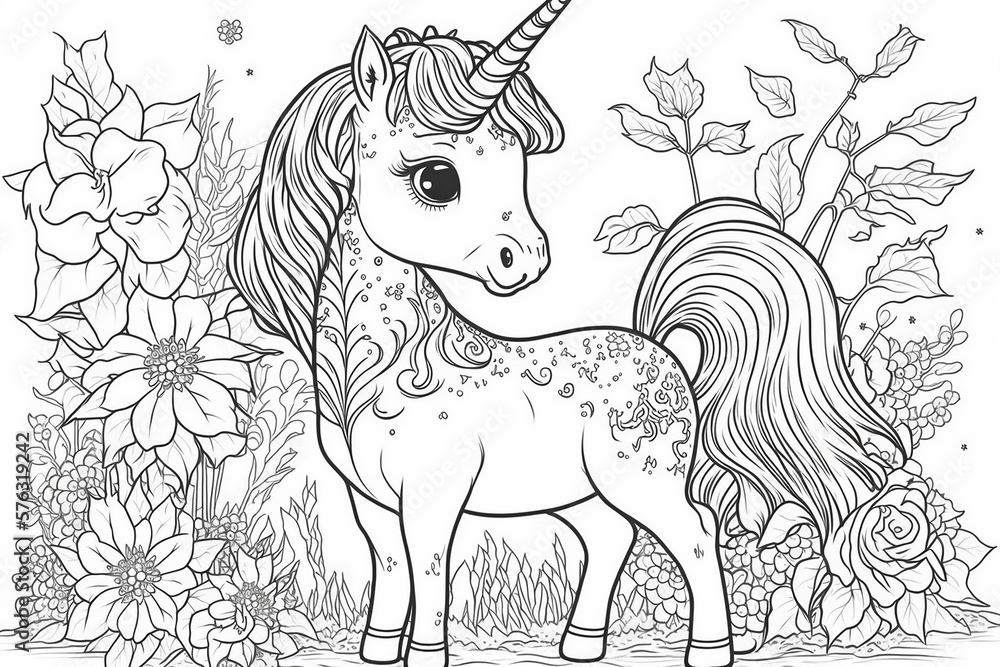 vector desenho de unicornio para criança colorir Stock Illustration