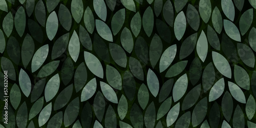 Watercolor leaves pattern. Leaves seamless vector background, textured jungle print.