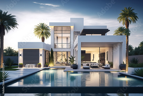 casa luxuosa moderna com piscina  photo