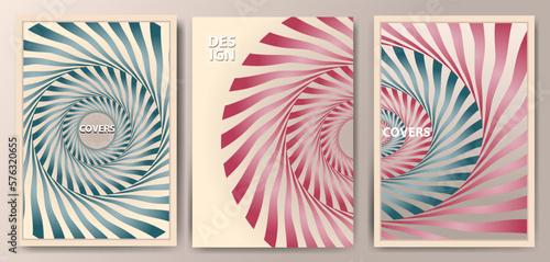 set of abstract style pattern templates. Wavy circular shapes in topical shades .