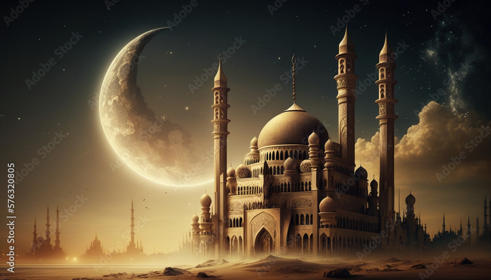 mosque and moon, ramadan