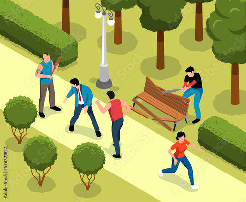 Vandals Isometric Illustration