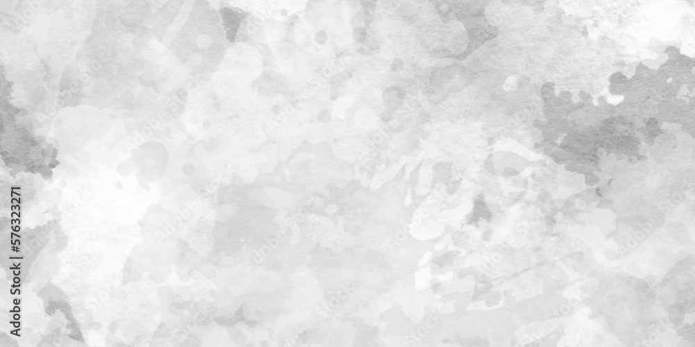 Abstract silver ink effect white watercolor painting background, Old grunge textures with white clouds and stains, old Texture of gray decorative plaster or concrete, White marble texture art design.	