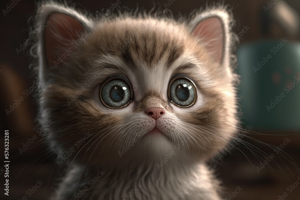 Cute cat close-up. Illustration. 3d. Generated by AI. Cute cat close-up. Illustration. 3d. Generated by AI.