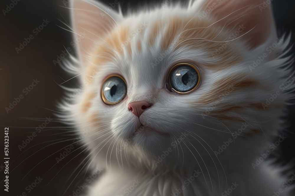 Cute cat close-up. Illustration. 3d. Generated by AI. Cute cat close-up. Illustration. 3d. Generated by AI.