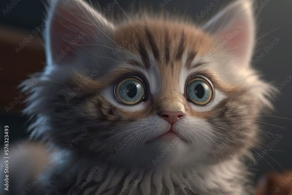 Cute cat close-up. Illustration. 3d. Generated by AI. Cute cat close-up. Illustration. 3d. Generated by AI.