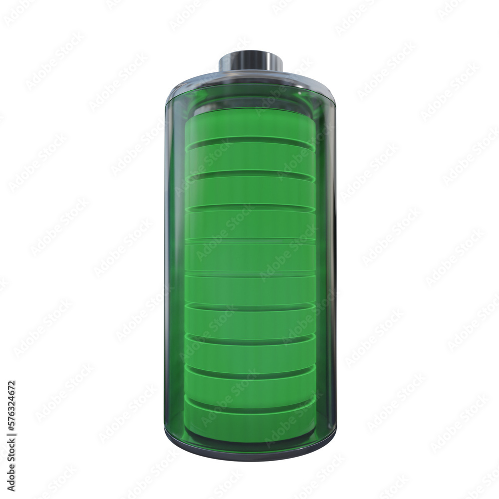 3D illustration battery full charge