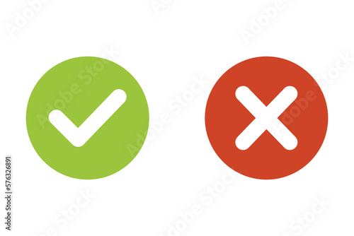 Green check mark, red cross mark icon set.