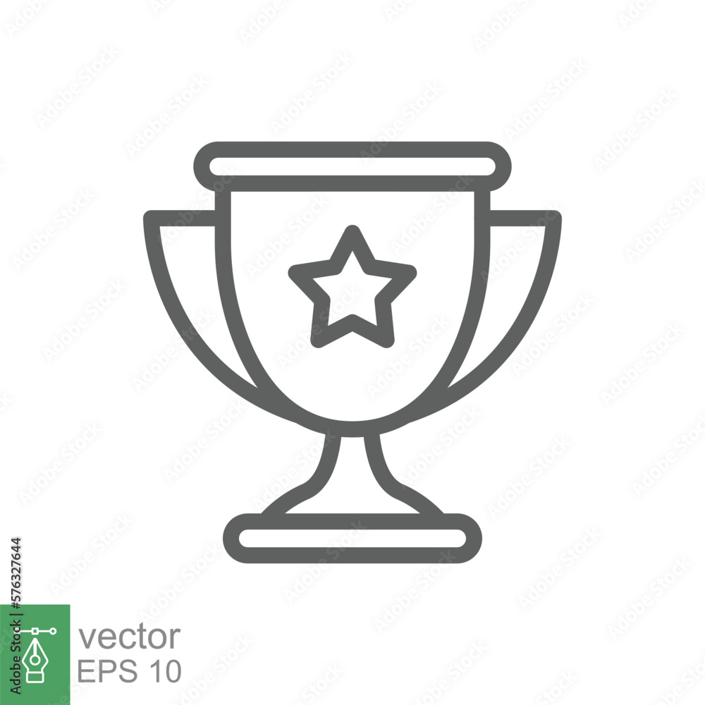 Trophy cup star line icon. Simple outline style for app and web design element. Winner, award, champ, contest, won concept. Vector illustration isolated on white background. Editable stroke EPS 10. Trophy cup star line icon. Simple outline style for app and web design element. Winner, award, champ, contest, won concept. Vector illustration isolated on white background. Editable stroke EPS 10.