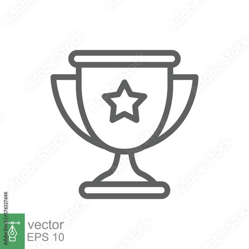Trophy cup star line icon. Simple outline style for app and web design element. Winner  award  champ  contest  won concept. Vector illustration isolated on white background. Editable stroke EPS 10.