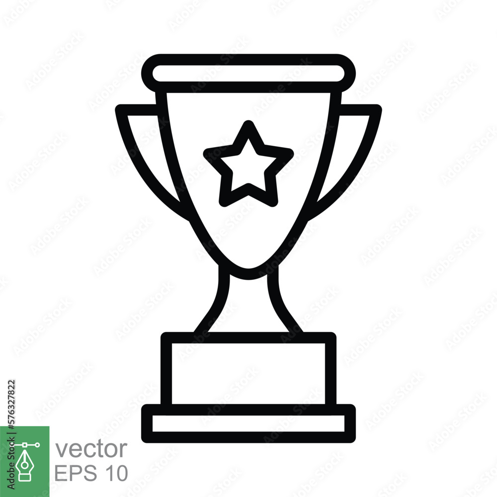 Trophy cup star line icon. Simple outline style for app and web design element. Winner, award, champ, contest, won concept. Vector illustration isolated on white background. EPS 10. Trophy cup star line icon. Simple outline style for app and web design element. Winner, award, champ, contest, won concept. Vector illustration isolated on white background. EPS 10.