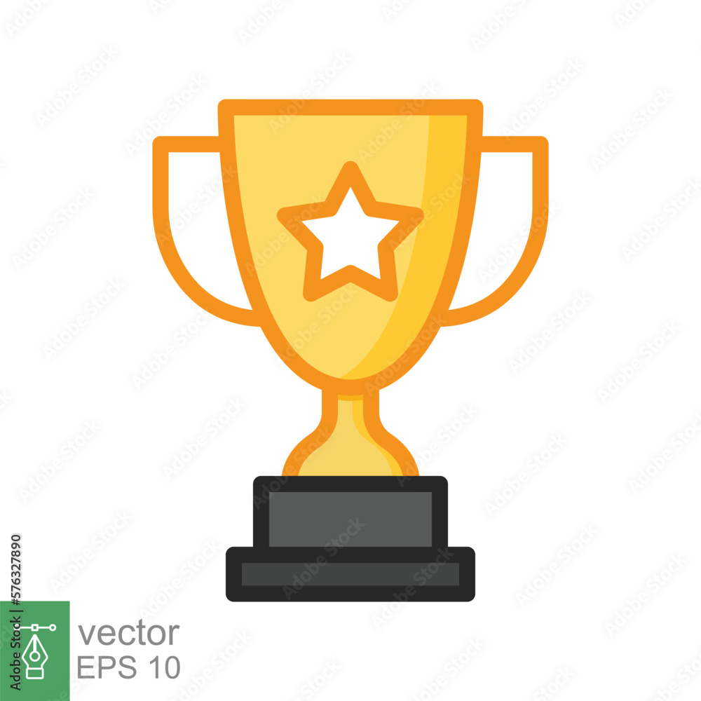 Trophy cup star flat icon. Simple filled outline style for app and web design element. Winner, award, champ, contest, won concept. Vector illustration isolated on white background. EPS 10. Trophy cup star flat icon. Simple filled outline style for app and web design element. Winner, award, champ, contest, won concept. Vector illustration isolated on white background. EPS 10.