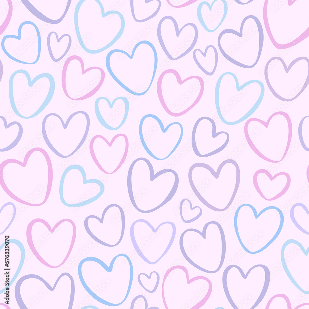 Seamless pattern with hearts on pink background. Valentine's day. Vector texture.