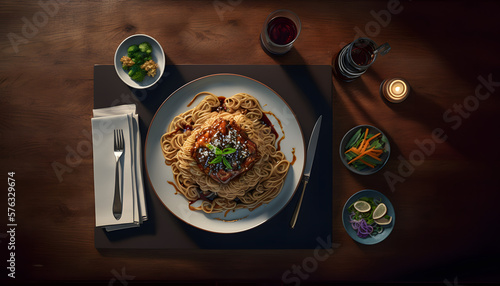 delicious risotto, restaurant food, gormet food, seafood risotto, shrimp risotto, vegetable risotto, generative ai photo