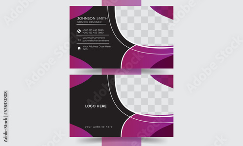 modern  professional  creative business card template with purple  and black color background 
