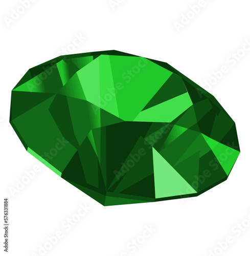 Emerald precious stone isolated over white background vector illustration. Expensive jewellery clipart, green gemstone shape, jewellery shop logo concept