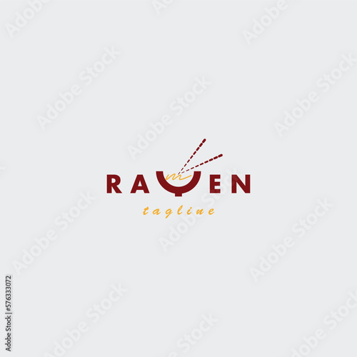 ramen logo vector design shaped chopstick noodle bowl for use brand company identity