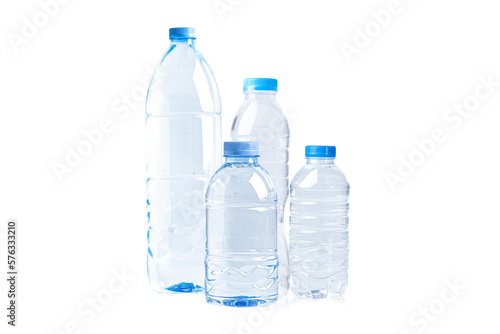 Plastic water bottle isolated on white background.