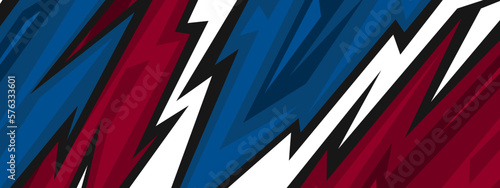 Texture for sport racing. Abstract geometric stripes red and blue background.