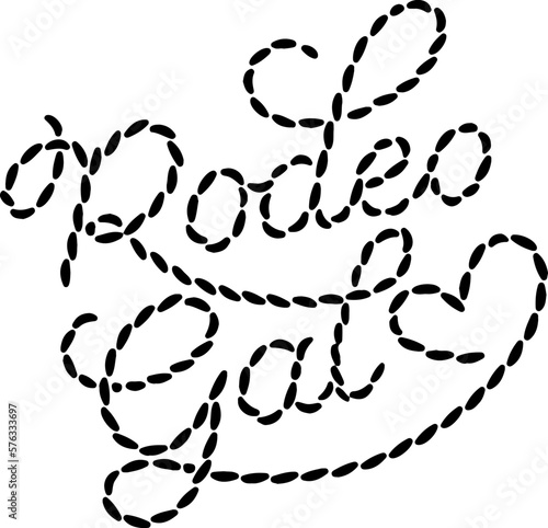 Rodeo Gal. Beautiful rope and heart shaped writing.